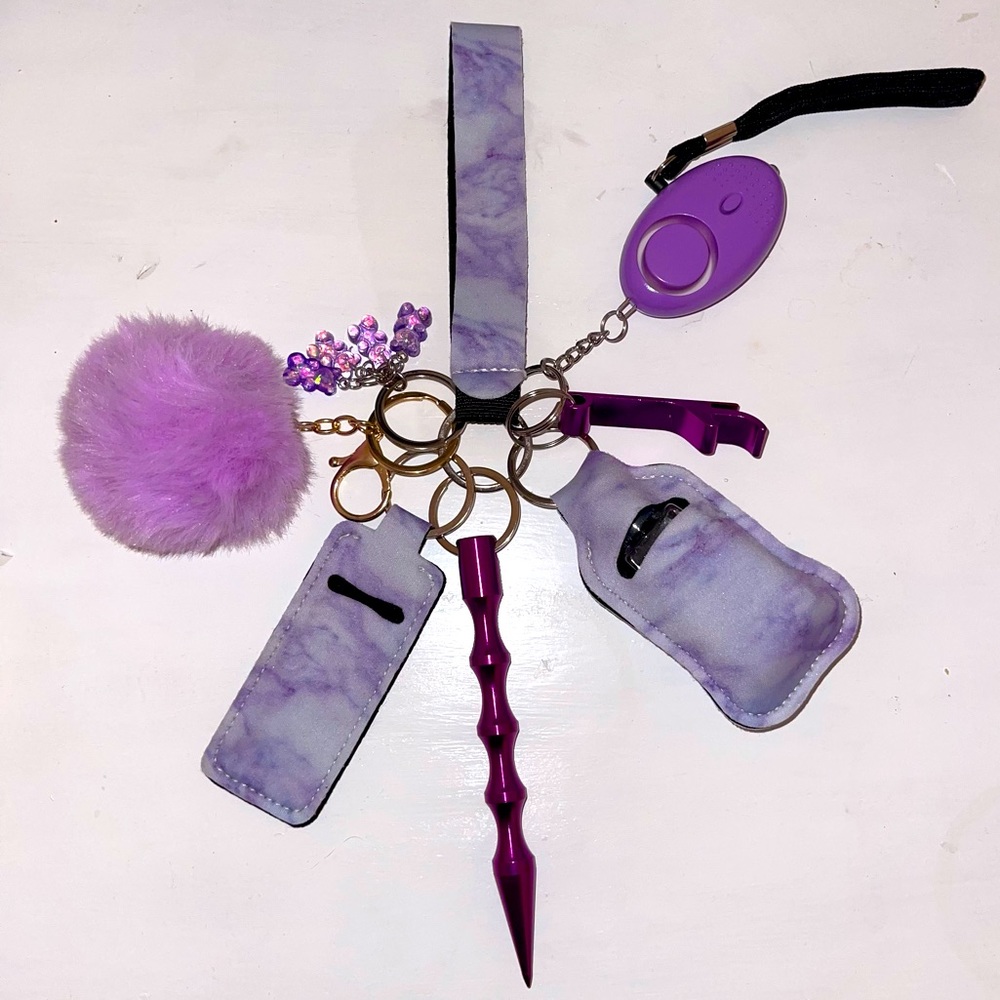 Purple Marble Self Defense Keychain